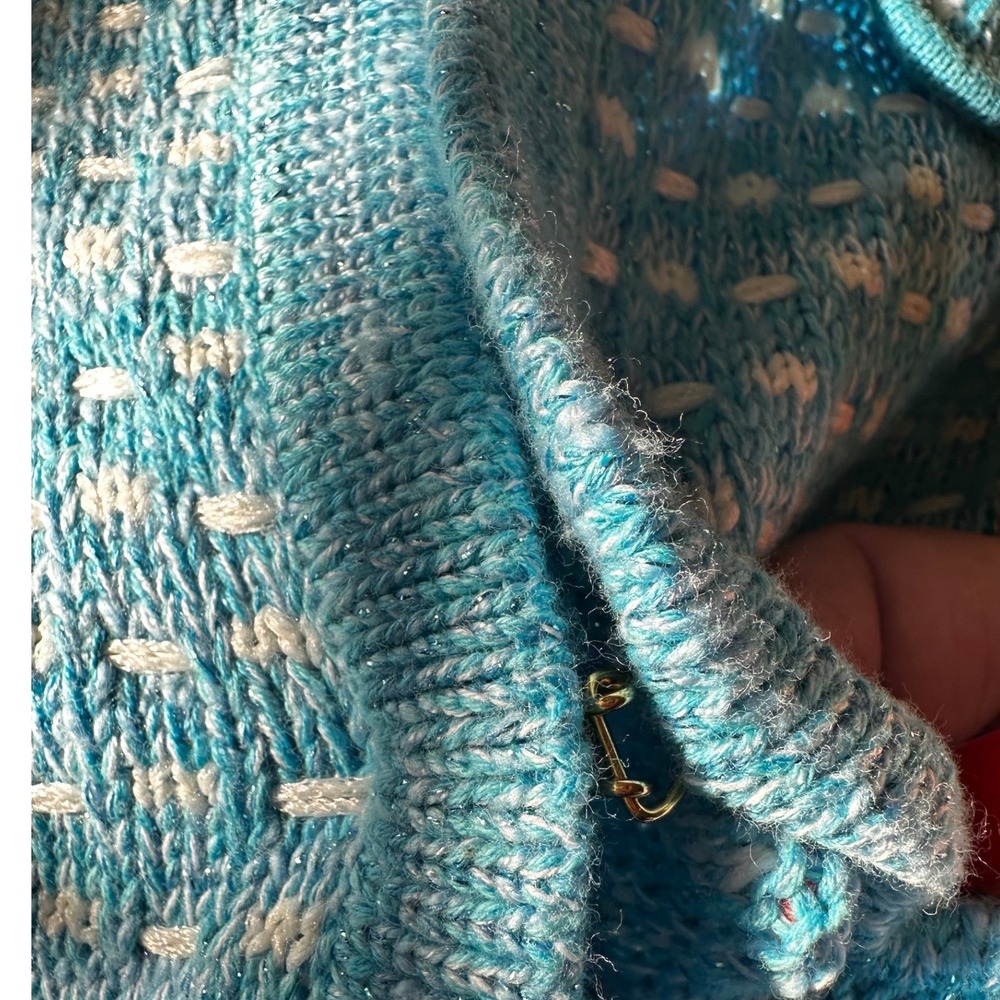 Lilly Pulitzer NWOT Kienna Woven Knit Cardigan Cumulus Blue Metallic XSmall - Picture 16 of 16